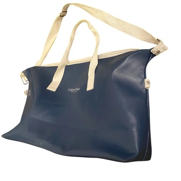Calvin Klein Blue and White Large Weekender Duffle Bag waterproof beach tote - Picture 4 of 8